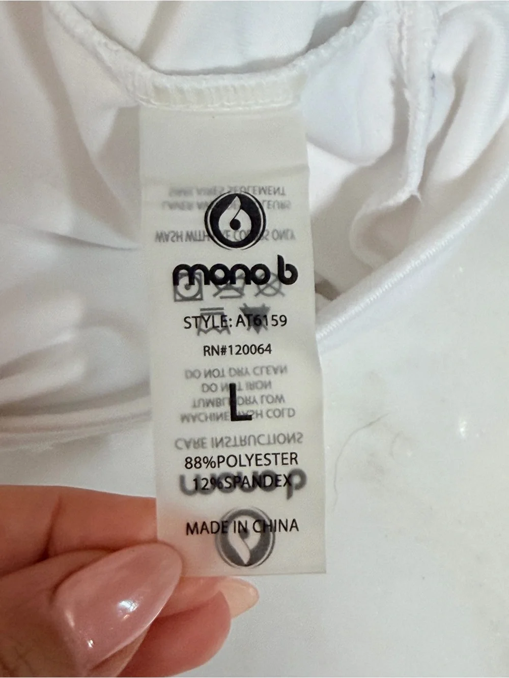 Mono B White Cropped Tie Sleeve Athletic Workout Top Sz L - Picture 10 of 10